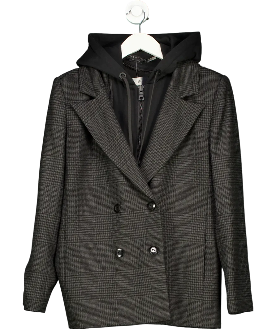 Alice   Olivia Grey Jordan Hooded Blazer UK S