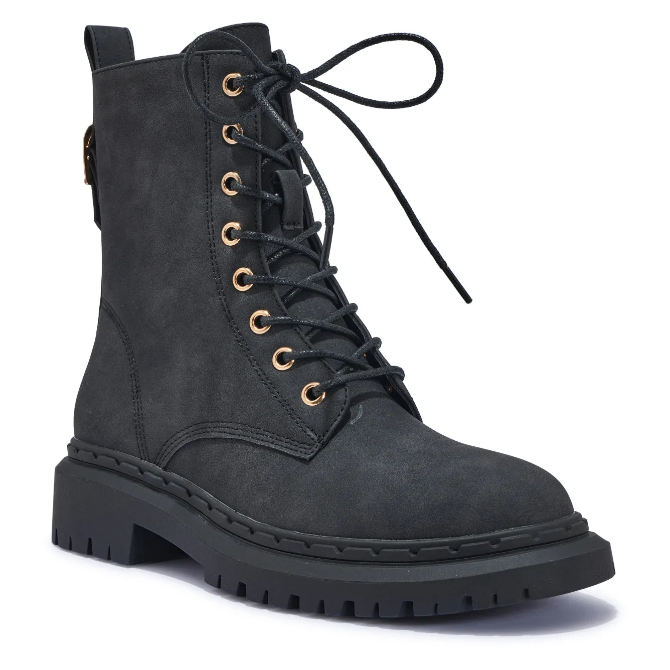 MAGNERS2 CLEATED NUBUCK LACE UP BOOT WITH BACK BUCKLE