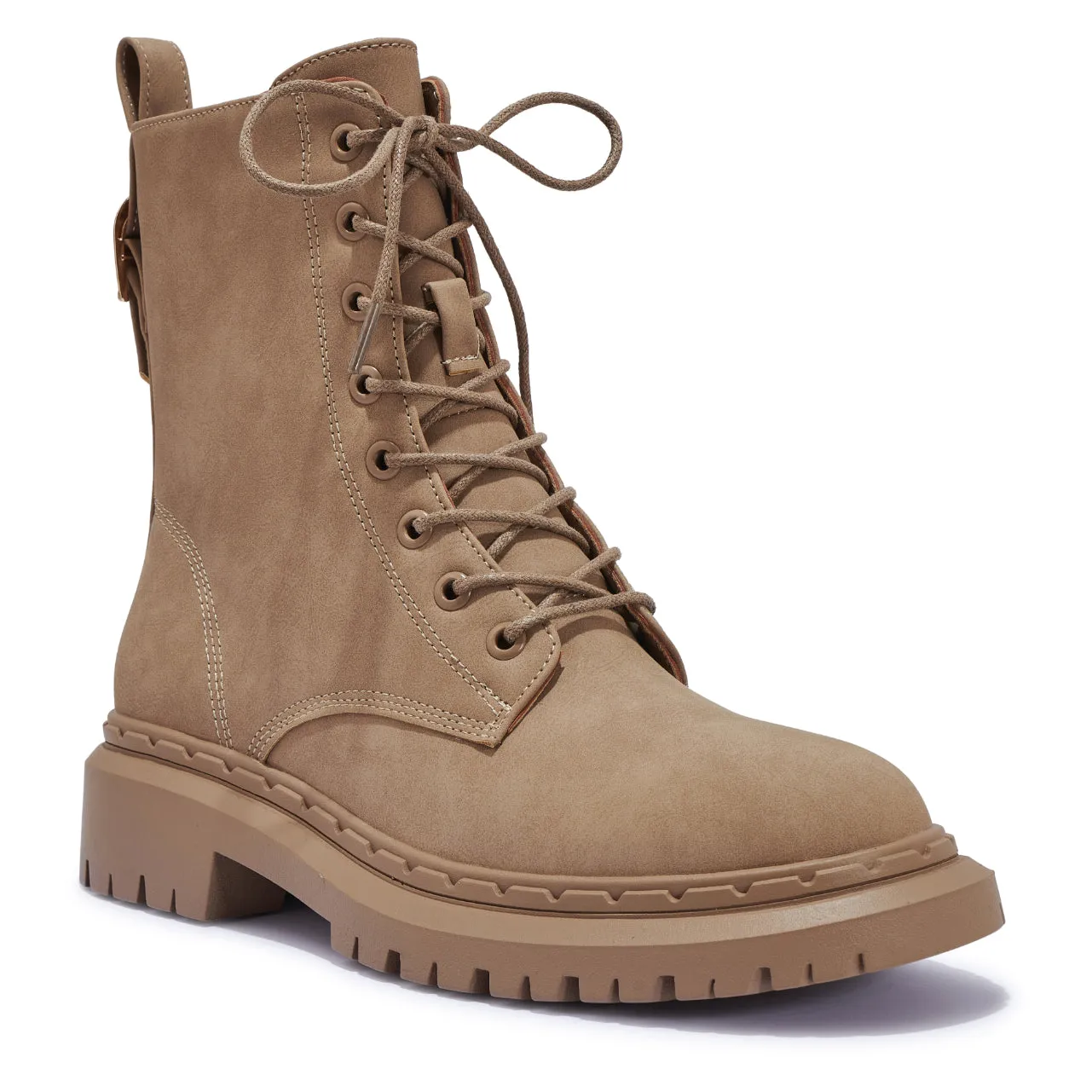 MAGNERS2 CLEATED NUBUCK LACE UP BOOT WITH BACK BUCKLE