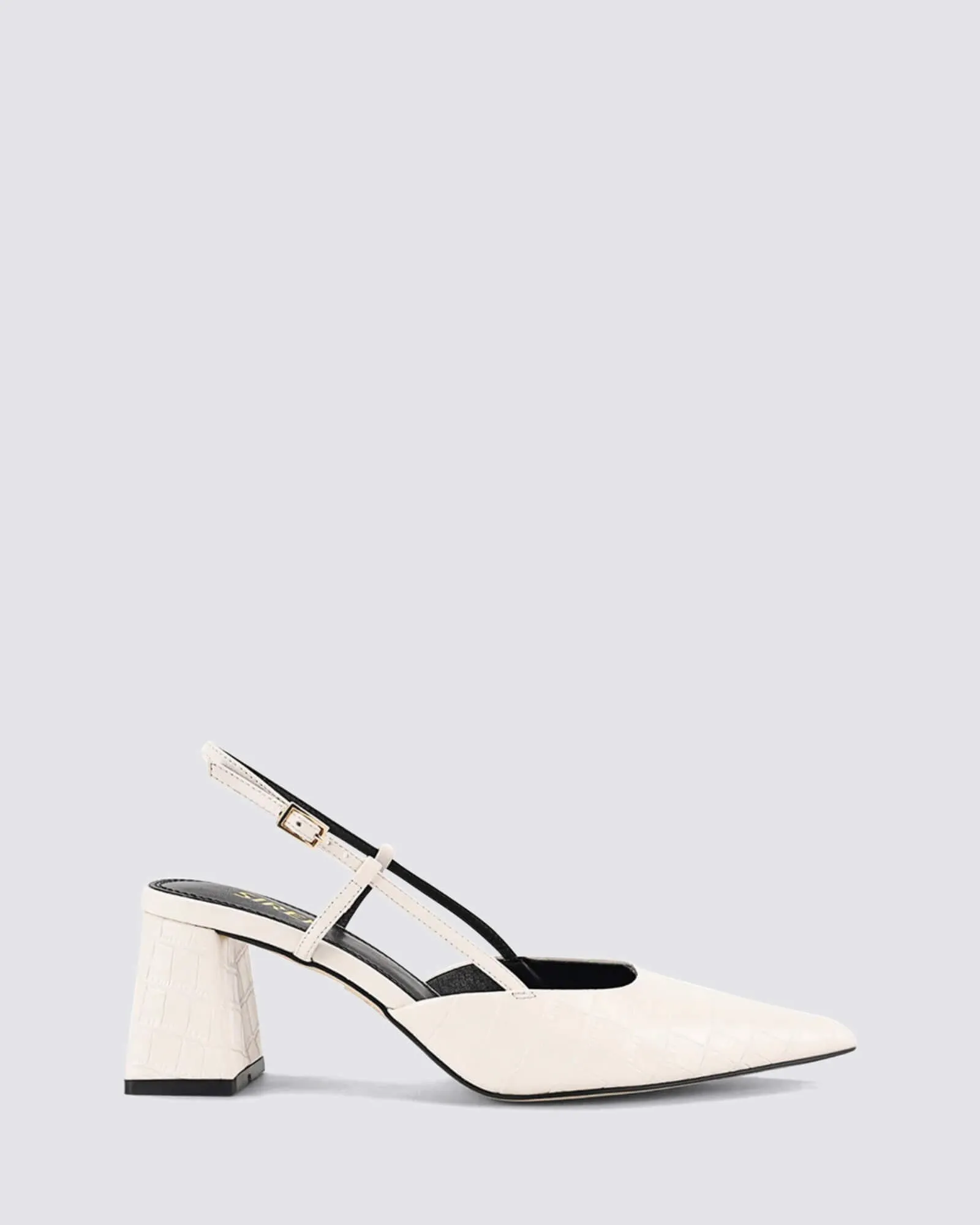 YASMINE SLINGBACK HEELS CHALK WHITE CROC
