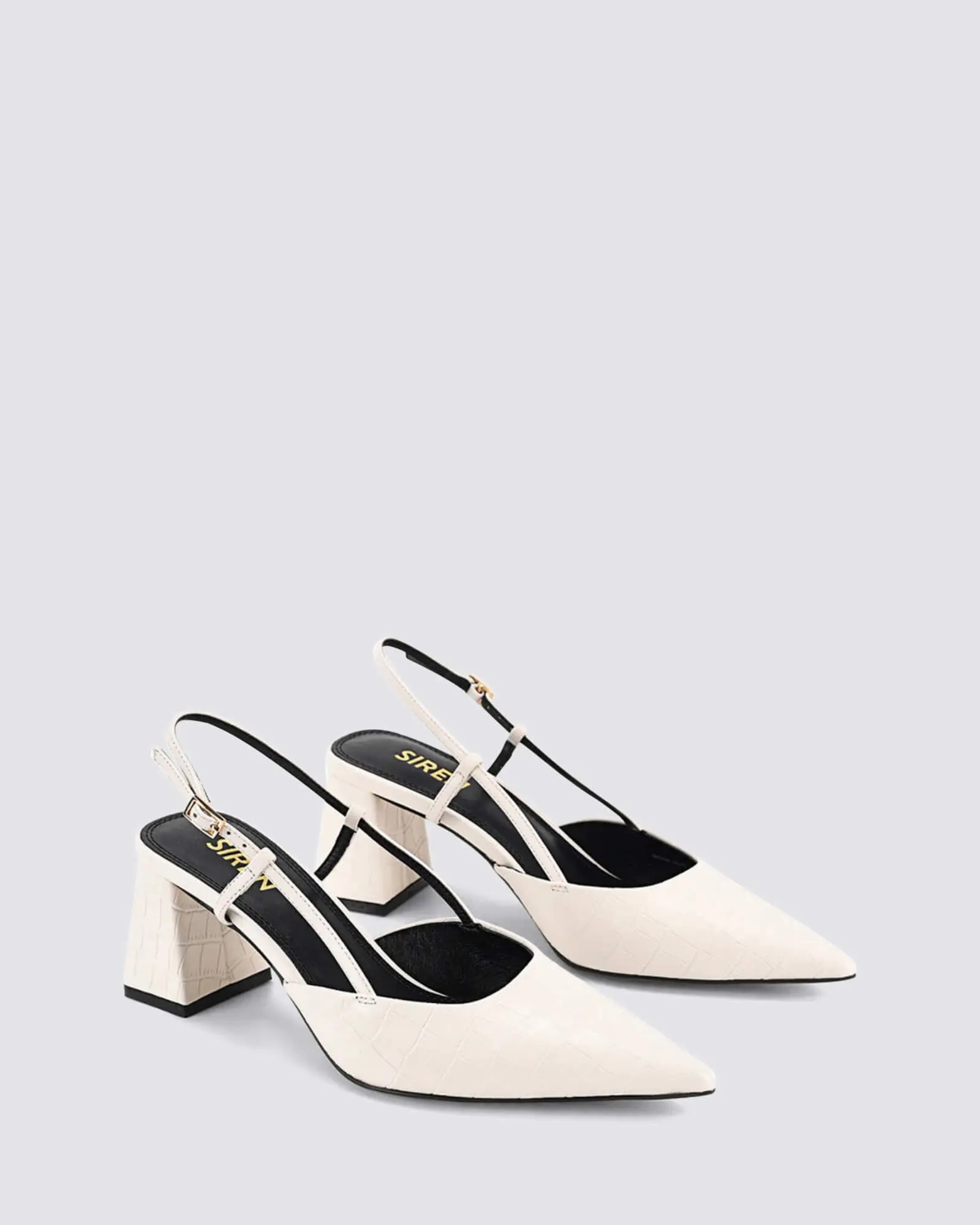 YASMINE SLINGBACK HEELS CHALK WHITE CROC