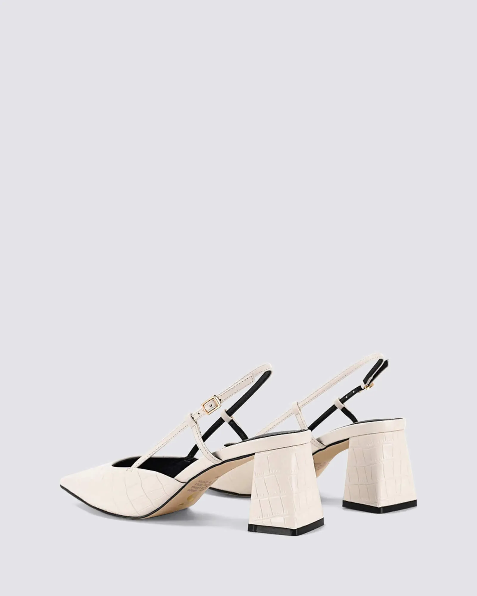 YASMINE SLINGBACK HEELS CHALK WHITE CROC